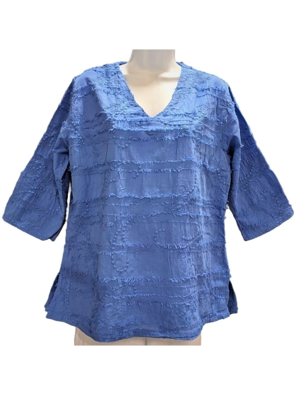Cottonseed Shaggy Tunic Sz: L Shaggy MADE IN U.S.A Periwinkle Blue Beachy Boho